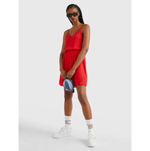 Tommy Jeans dámské červené šaty LACE STRAP - M (XNL)